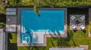 aerial view of renovated pool in Houston TX