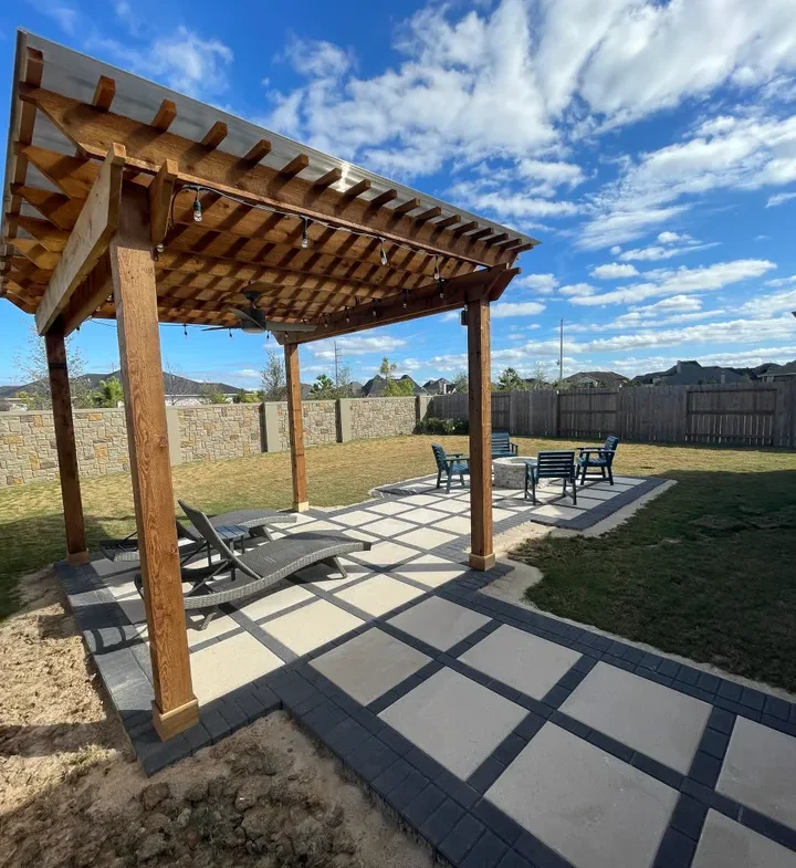 concrete hardscape for backyard space