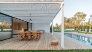 deck with pool