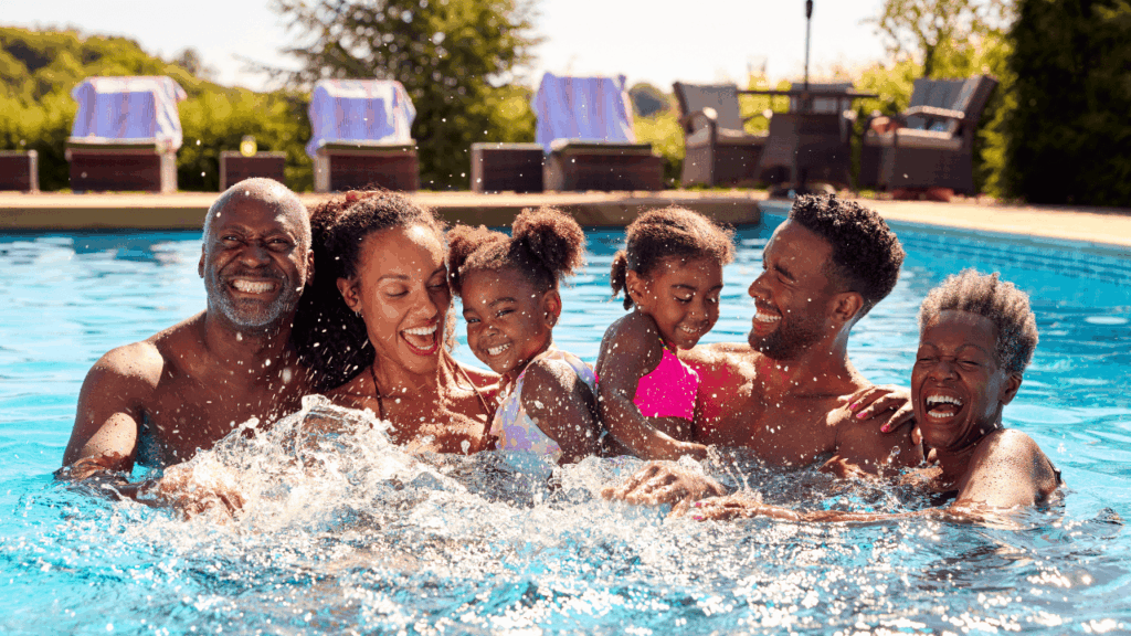 happy Family in a Clean pool