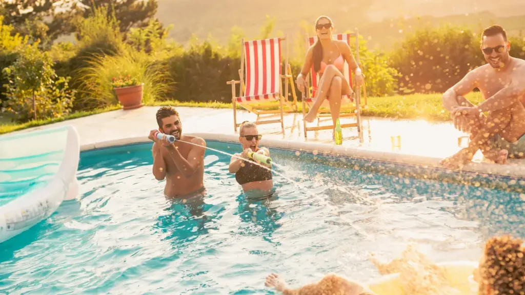 Friends having fun at a poolside